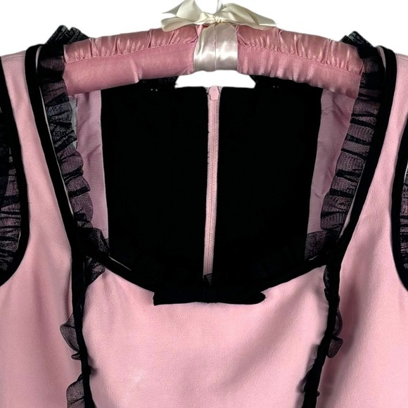 MOSCHINO CHEAP AND CHIC FRENCH MAID PINK BLACK RUFFLE TRIM FEMININE BUSTIER TOP - Picture 6 of 12